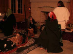 Donn and the Morrigan seated
